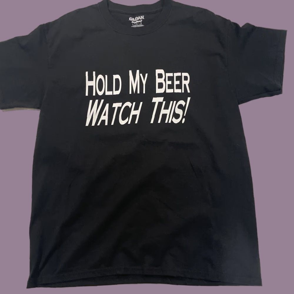 Fruit Of The Loom Vintage Fruit Of The Loom Funny T Shirt Mensize L Black Beer Meme Humor Hoodie, Sweatshirt | PodTeesHub.com