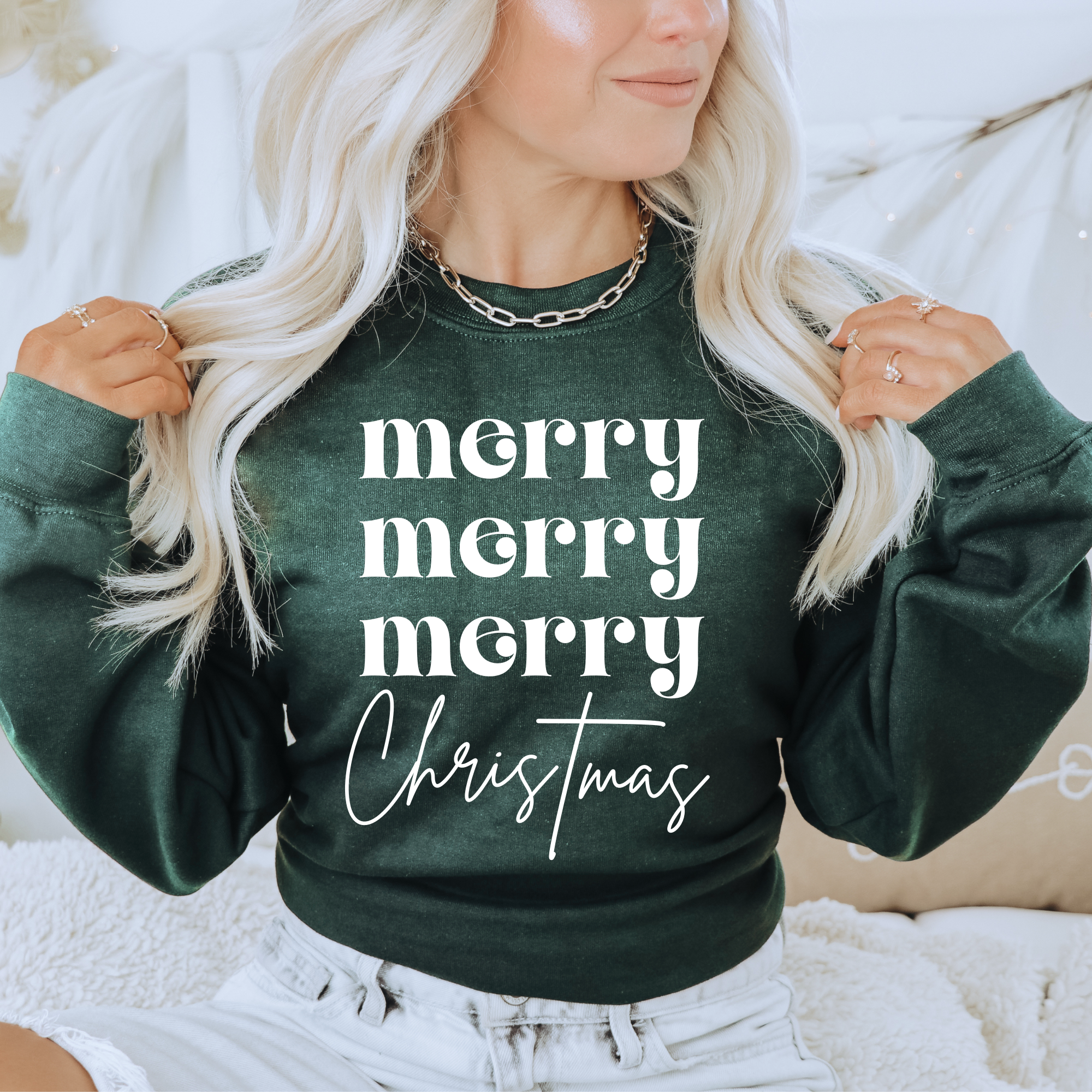 Merry Christmas Holiday Crewneck Sweatshirt For Women T-Shirts, Hoodie | PodTeesHub.com