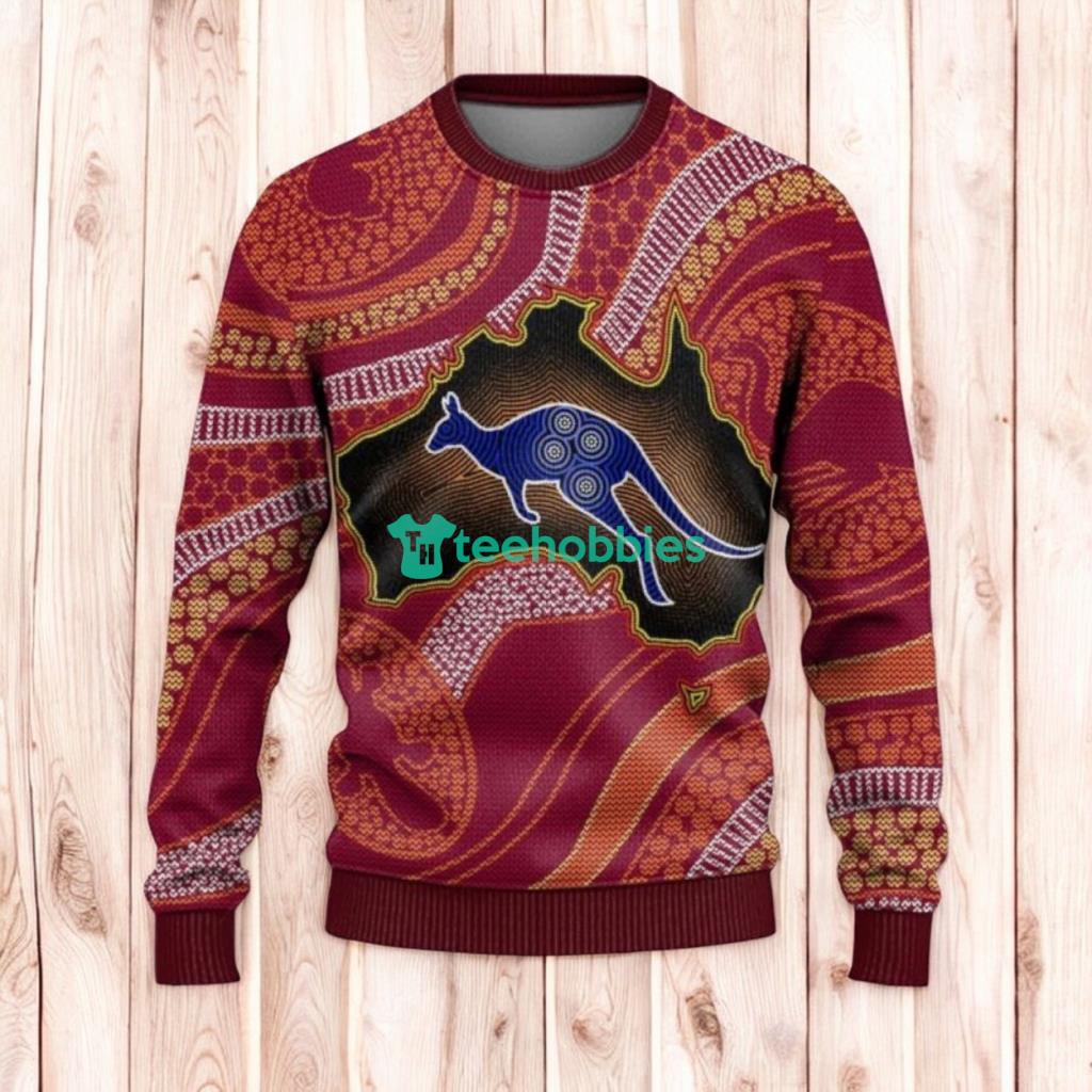 Christmas Ugly Sweater Aboriginal Ugly Sweaters, Australian Aboriginal Kangaroo Ugly Sweaters