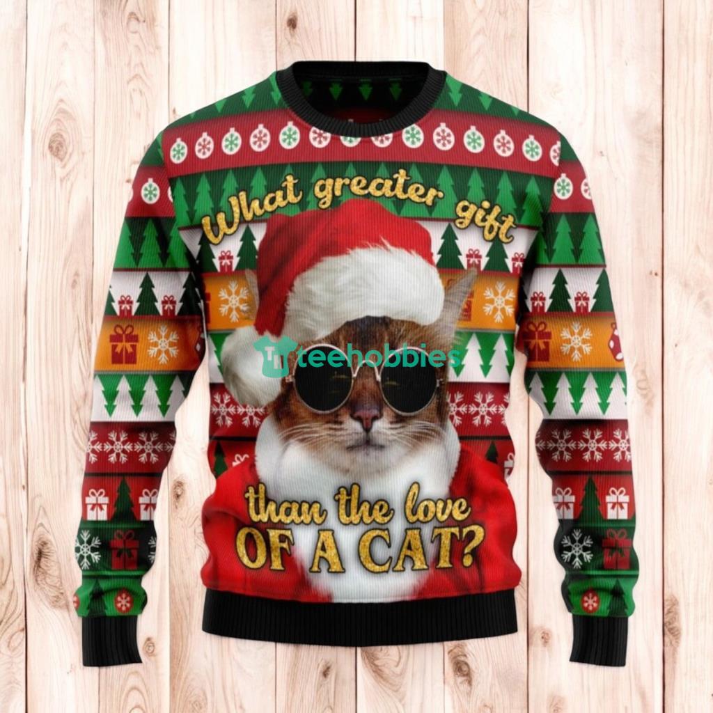 Christmas Ugly Sweater Cool Cat Love A Cat Funny Unisex Sweater Gift