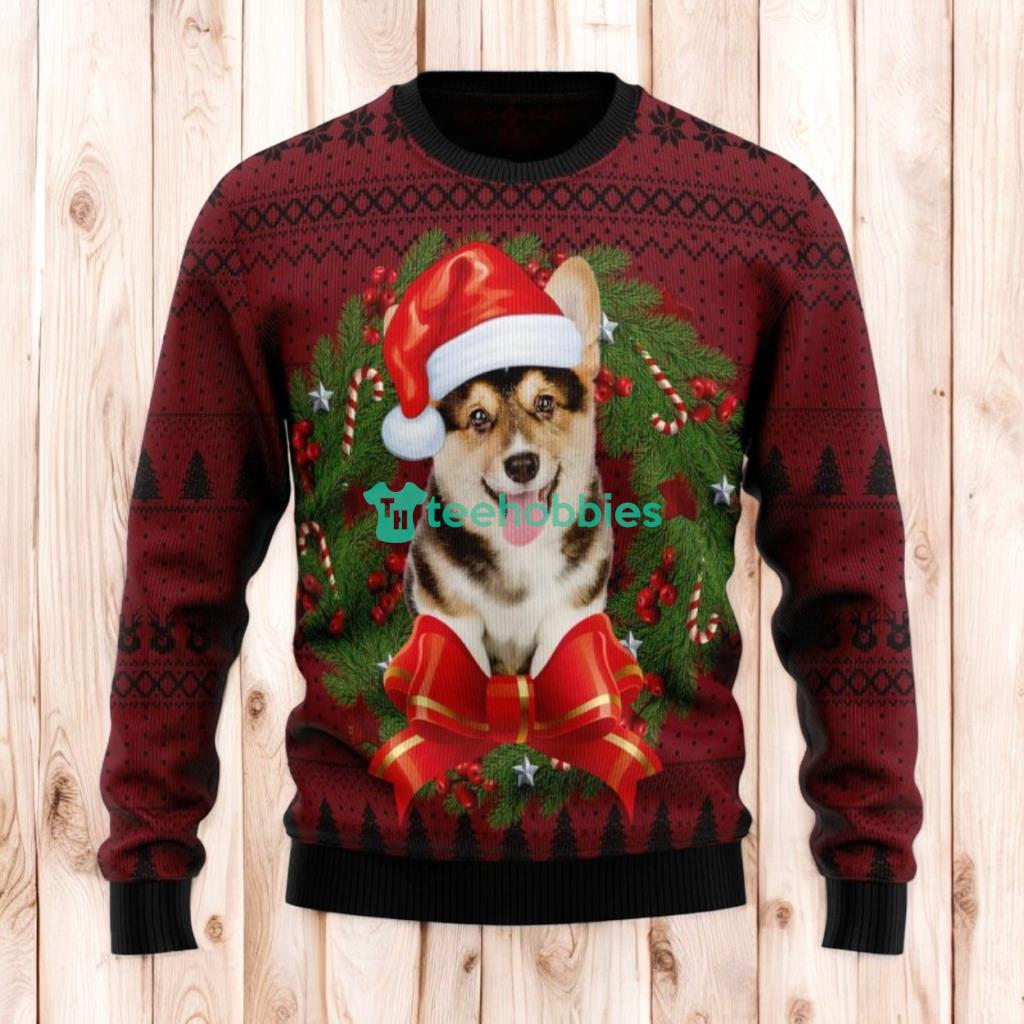 Christmas Ugly Sweater Corgi Wreath Funny Unisex Sweater Gift