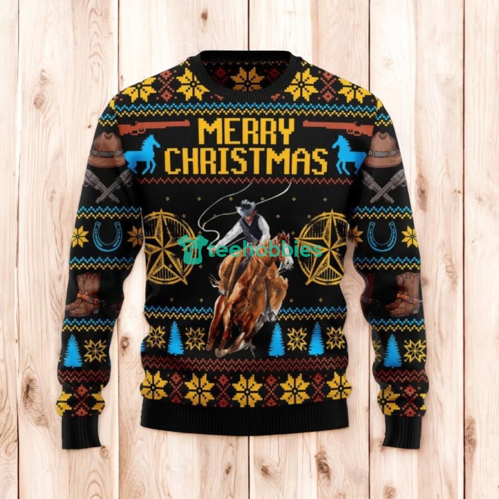 Christmas Ugly Sweater Cowboy Funny Unisex Sweater Gift