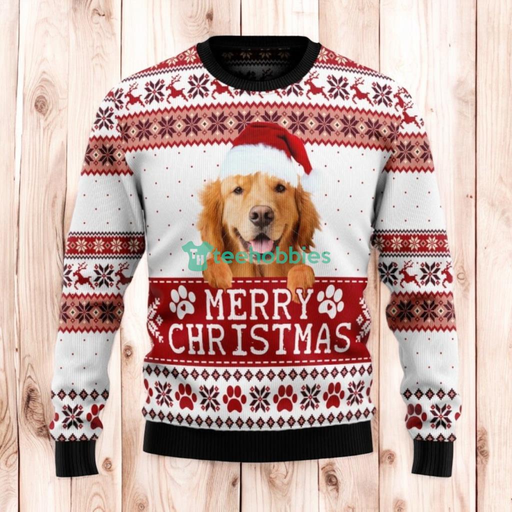 Christmas Ugly Sweater Cute Golden Retriever Funny Unisex Sweater Gift