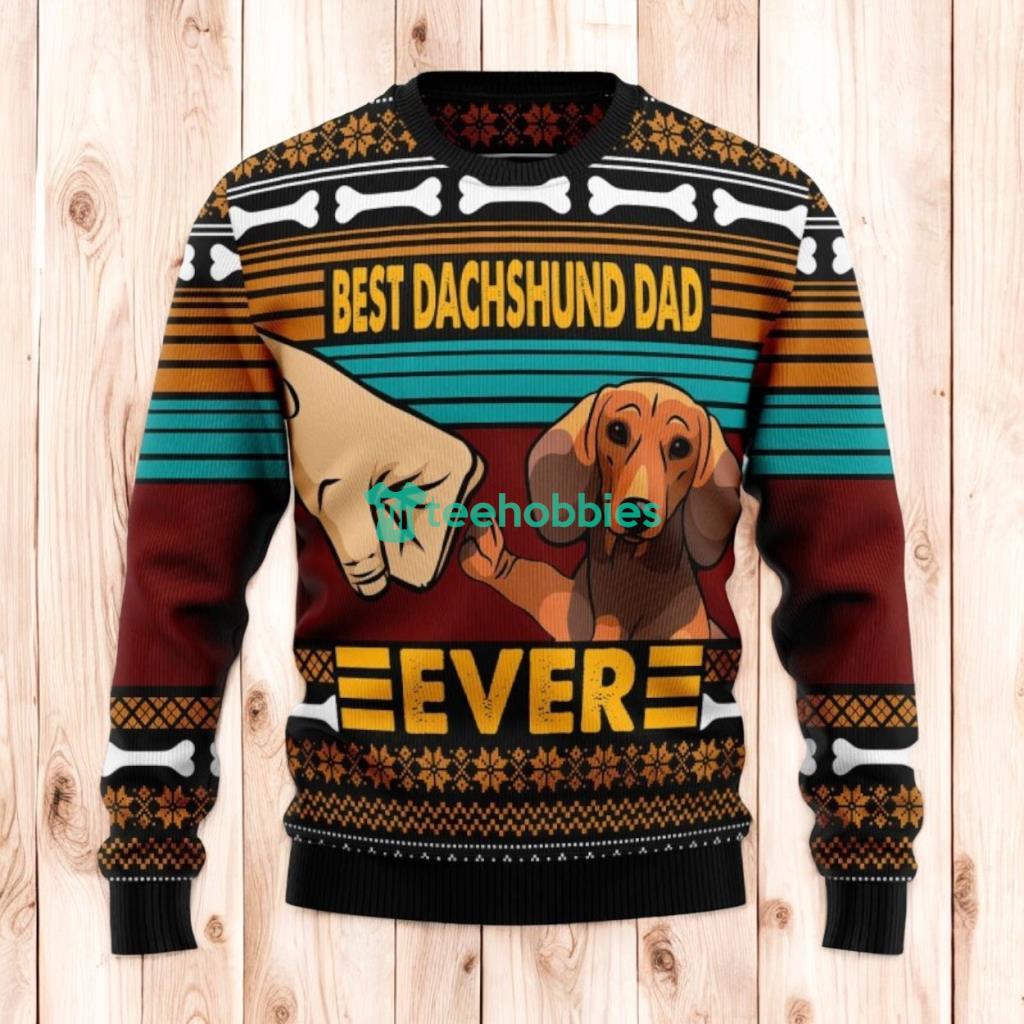 Christmas Ugly Sweater Dachshund Best Dog Dad Funny Unisex Sweater Gift