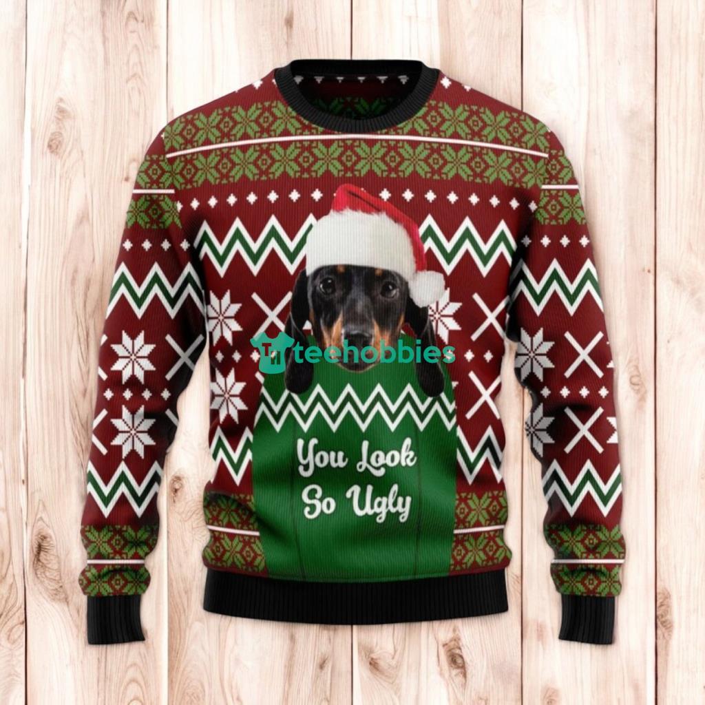 Christmas Ugly Sweater Dachshund You Look So Ugly Funny Unisex Sweater Gift
