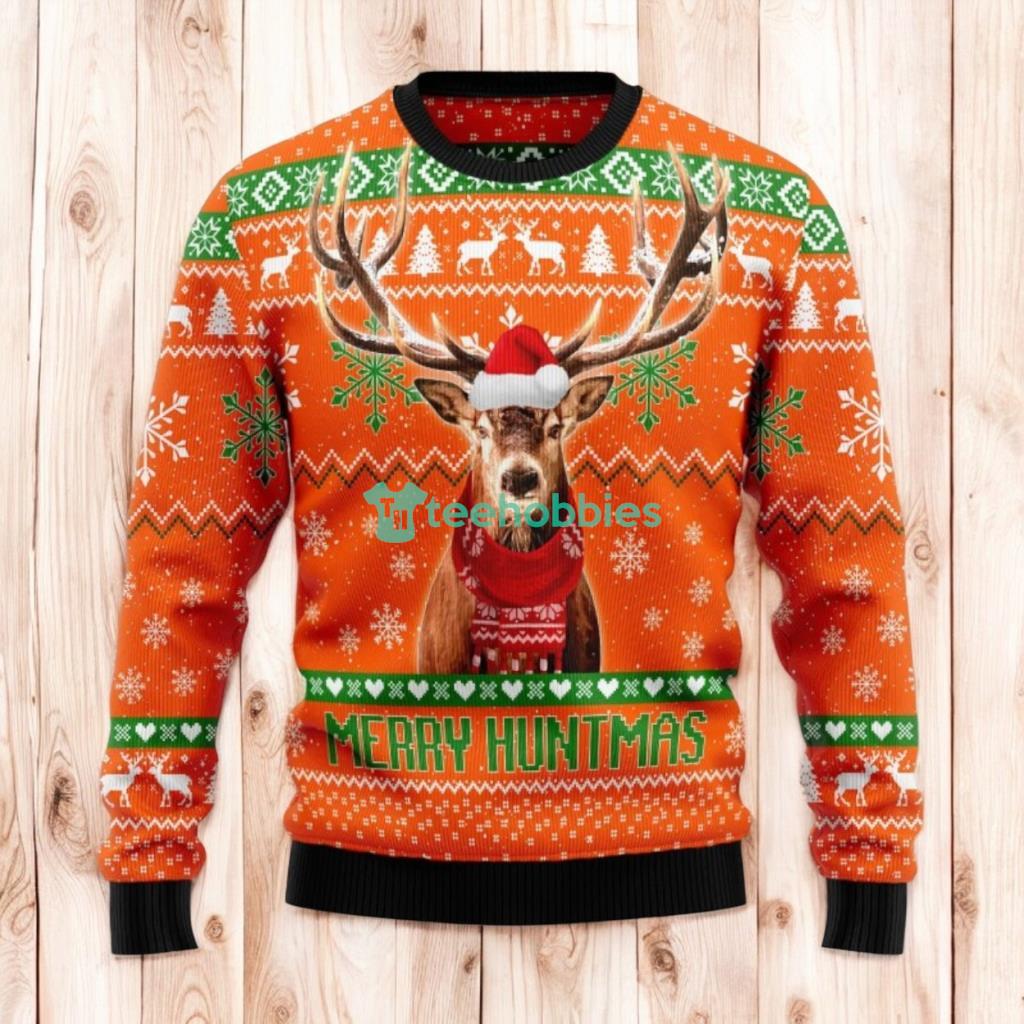 Christmas Ugly Sweater Deer Merry Huntmas Funny Unisex Sweater Gift