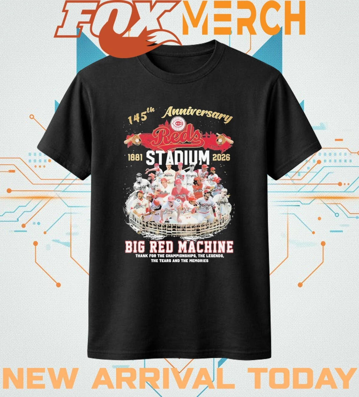 Cincinnati Reds 145th 1881 2026 anniversary Big Red Machine thank you for the Championships the legends the tears and the memories signatures t-shirt