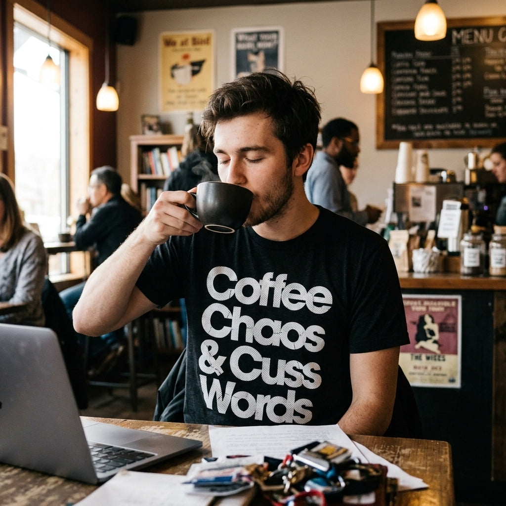 Coffee Chaos And Cuss Words Men's T Shirt