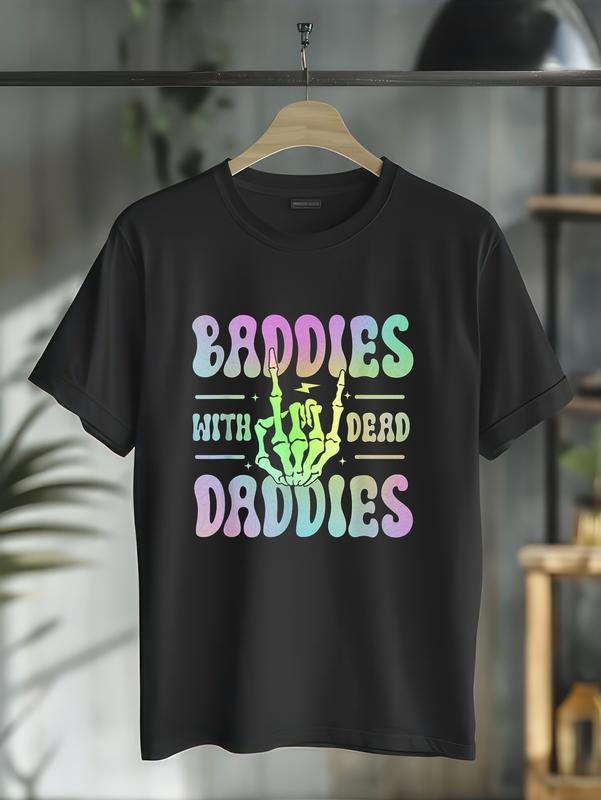 cotton Baddies With Dead Daddies Funny Groovy saddies daddy issues T-Shirt casual Fashion graphic tees for women Hoodie,...