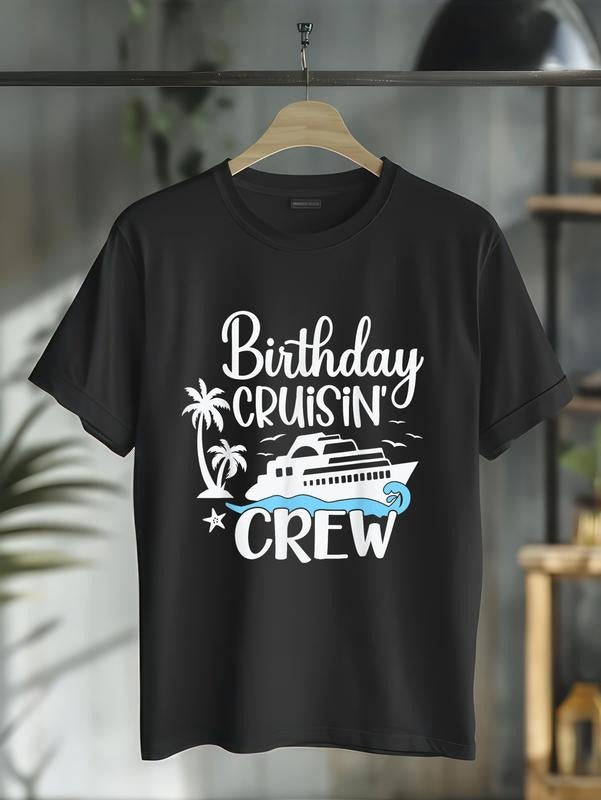 cotton Birthday Cruisin' Crew Cruising a Cruise Vacation Party Trip T-Shirt casual Fashion graphic tees for women Hoodie,...