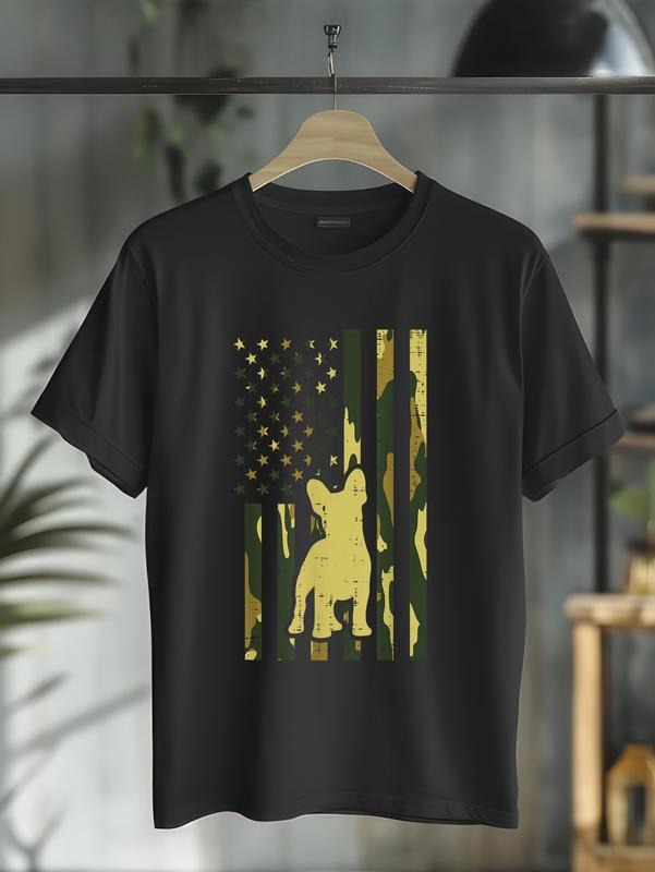 cotton Camo US Flag French Bulldog Frenchie Patriot Dog Lover Gift T-Shirt casual Fashion graphic tees for women Hoodie,...