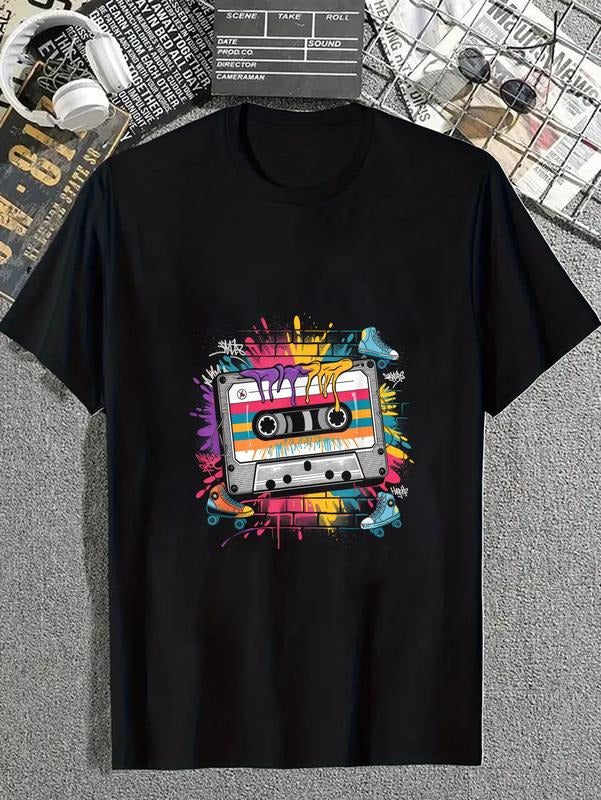 cotton Cassette Tshirt Men Women 80s 90s Retro Party Mixtape Tape T-Shirt casual Fashion graphic tees for women Hoodie,...
