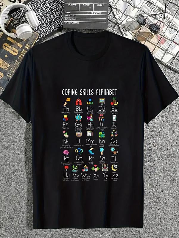cotton Counselor - Coping Skills Alphabet Mental Health Awareness T-Shirt casual Fashion graphic tees for women Hoodie,...