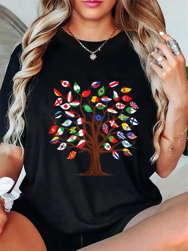 cotton Flags of Countries of the World international flag tree kid T-Shirt casual Fashion graphic tees women Hoodie,...