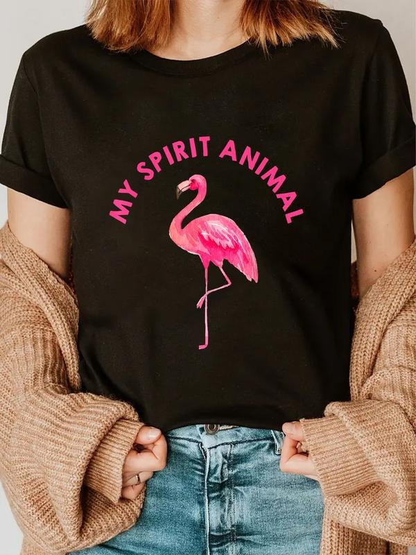 cotton Flamingo Spirit Animal - Cute Flamingo Lover T-Shirt casual Fashion graphic tees for women Hoodie, Sweatshirt