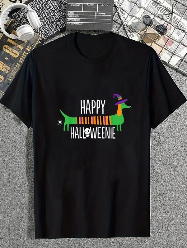 cotton Happy Halloweenie Cute Viennese Dog Dachshund Halloween T-Shirt casual Fashion graphic tees for women Hoodie,...