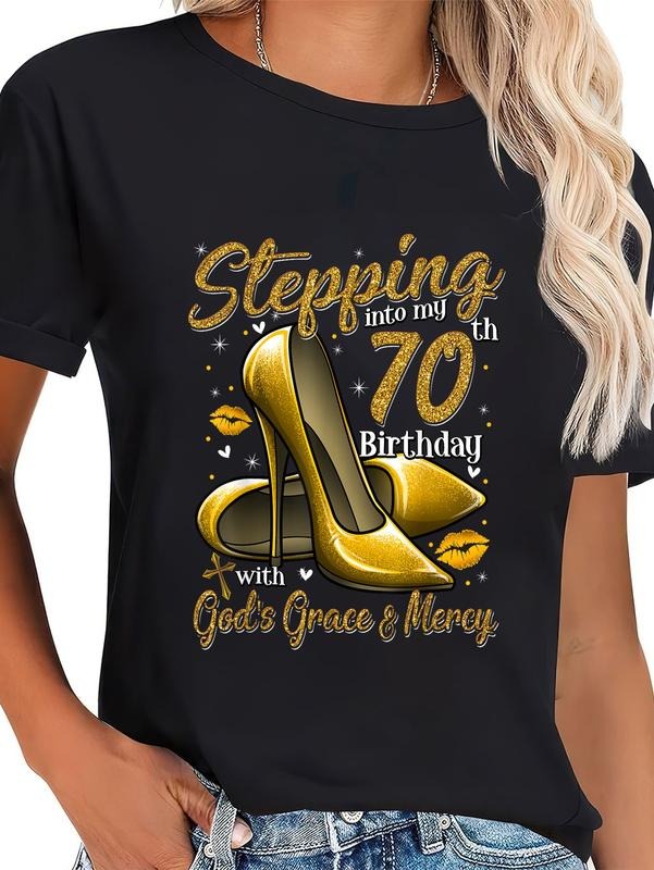 cotton High Heels Stepping Into My 70th Birthday 70 and Fabulous T-Shirt casual Fashion graphic tees women Hoodie, Sweatshirt