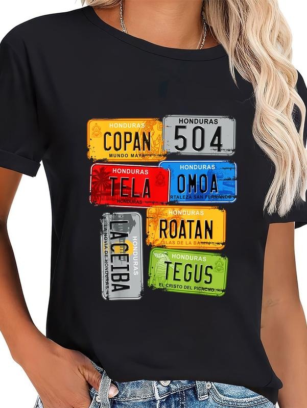 cotton Honduras, turistic car plates, Copan, Tela, Omoa T-Shirt casual Fashion graphic tees women Hoodie, Sweatshirt