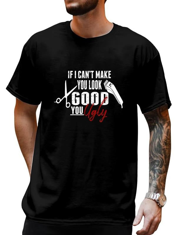 cotton If I Can't Make You Look Good Funny Barber Hairstylist Gift T-Shirt casual Fashion graphic tees women Hoodie,...