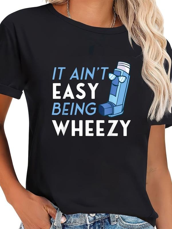 cotton It Ain't Easy Being Wheezy Asthma Inhaler Allergy Sufferer T-Shirt casual Fashion graphic tees women Hoodie,...