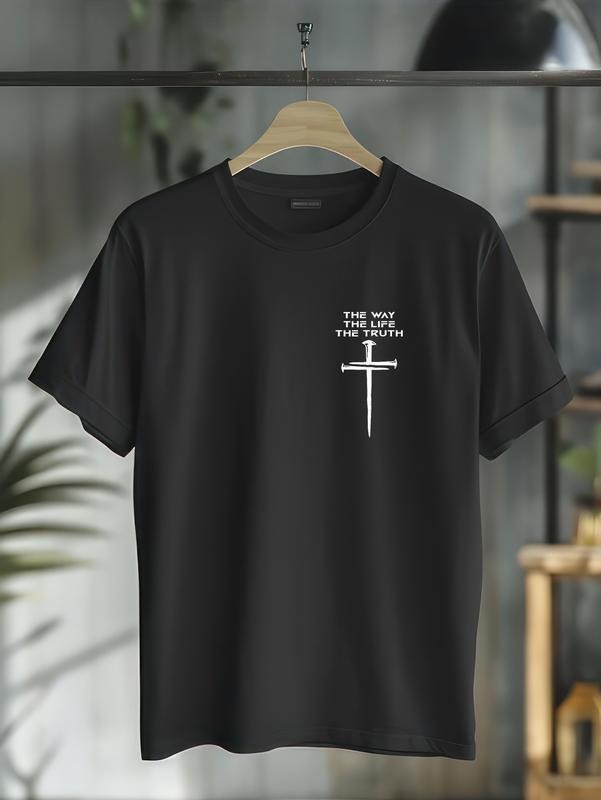 cotton Jesus The Way Truth Life Christian Three Nails Cross T-Shirt casual Fashion graphic tees for women Hoodie, Sweatshirt