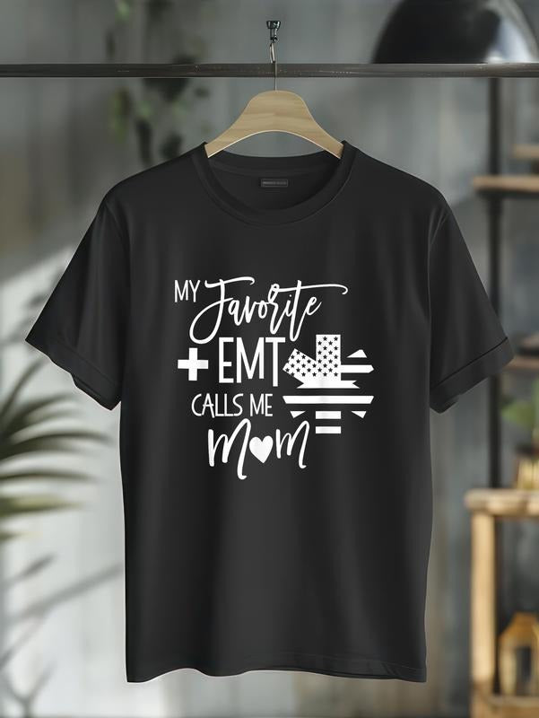 cotton My Favorite AMR EMT calls me mom for Women Mother ER T Shirt T-Shirt casual Fashion graphic tees women Hoodie,...