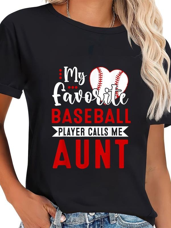 cotton My Favorite Baseball Player Calls Me Aunt T-Shirt casual Fashion graphic tees women Hoodie, Sweatshirt