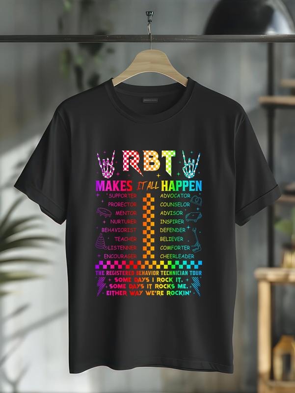 cotton Registered Behavior Technician Rbt Makes It All Happen Retro T-Shirt casual Fashion graphic tees for women Hoodie,...