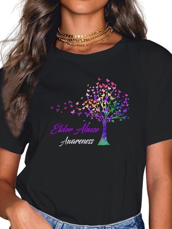 cotton Tree Ribbon Elder Abuse Awareness T-Shirt casual Fashion graphic tees women Hoodie, Sweatshirt | PodTeesHub.com
