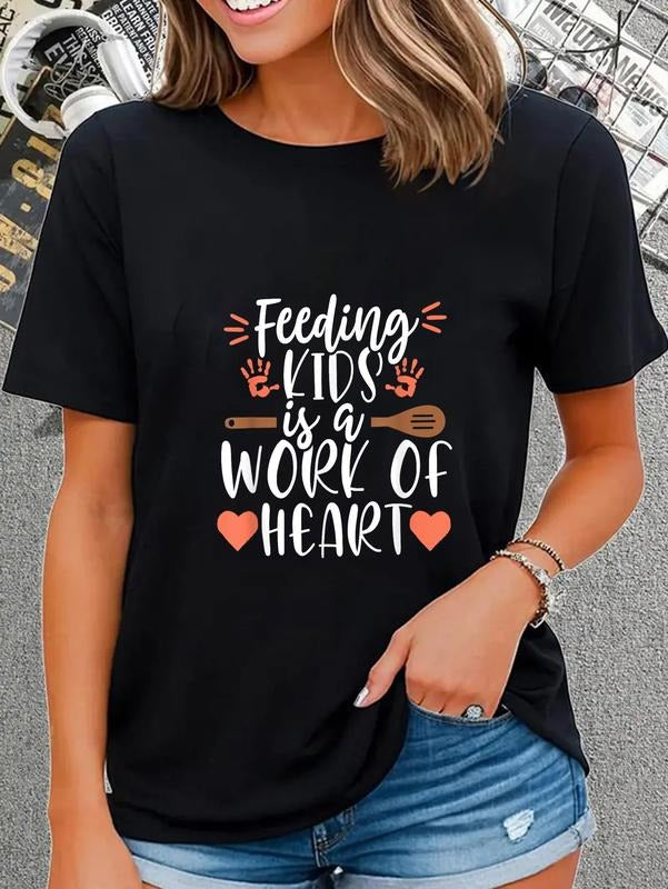 cotton Work of Heart School Lunch Lady Cafeteria Worker Women T-Shirt casual Fashion graphic tees women Hoodie, Sweatshirt