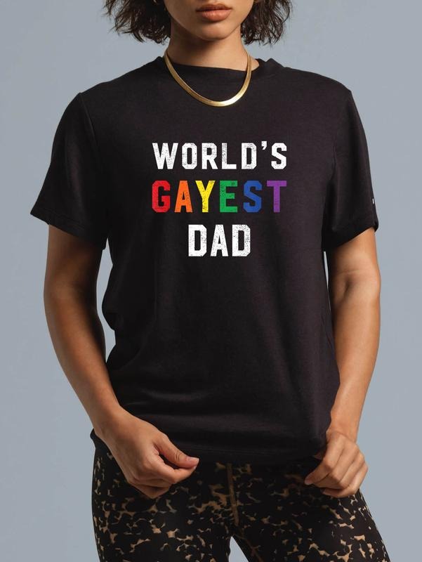 cotton Worlds Gayest Dad Cute Gay Pride LGBT Fathers Day T-Shirt casual Fashion graphic tees for women Hoodie, Sweatshirt