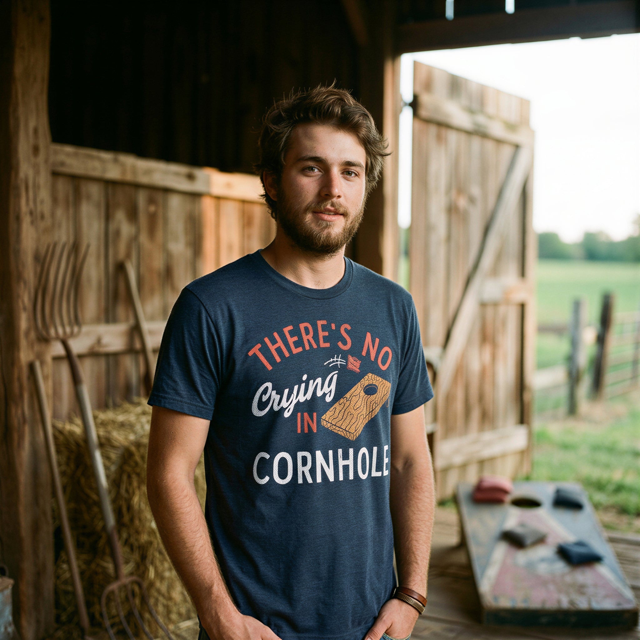 Theres No Crying In Cornhole Men's T Shirt