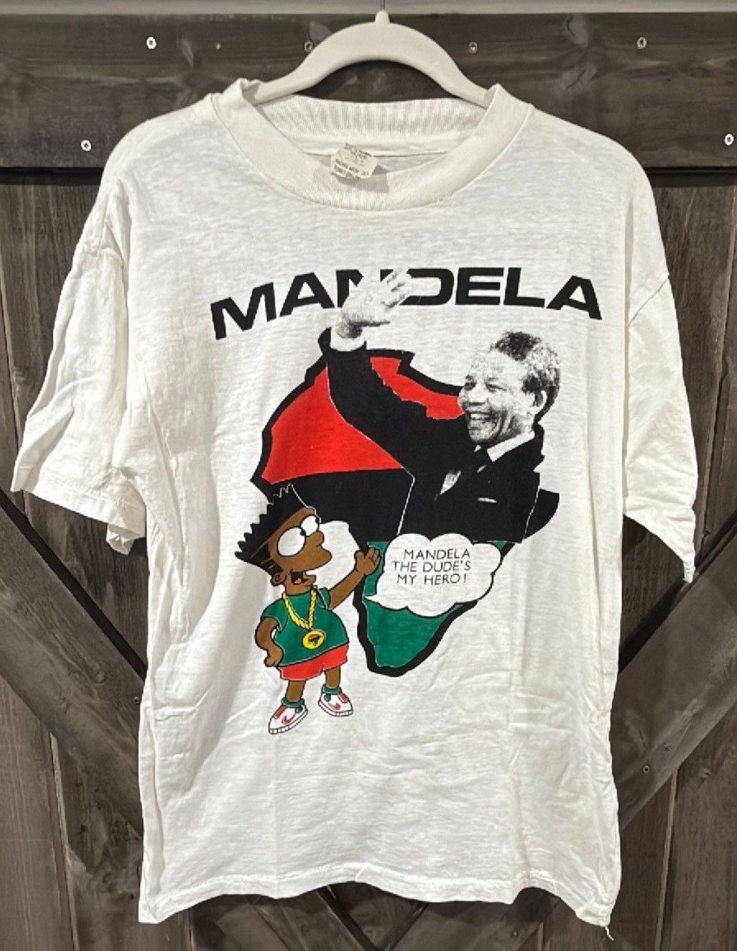 Vintage 90s Bart Simpson Nelson Mandela Tee Rare Hoodie, Sweatshirt | PodTeesHub.com