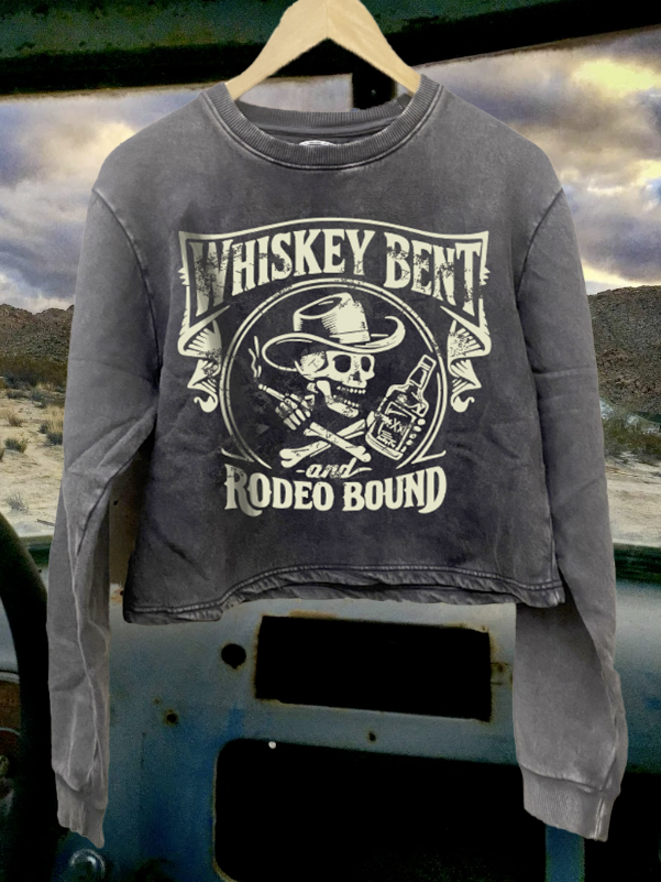 Whiskey Bent Rodeo Bound Acid Wash Cropped Crew Sweatshirt T-Shirts, Hoodie | PodTeesHub.com