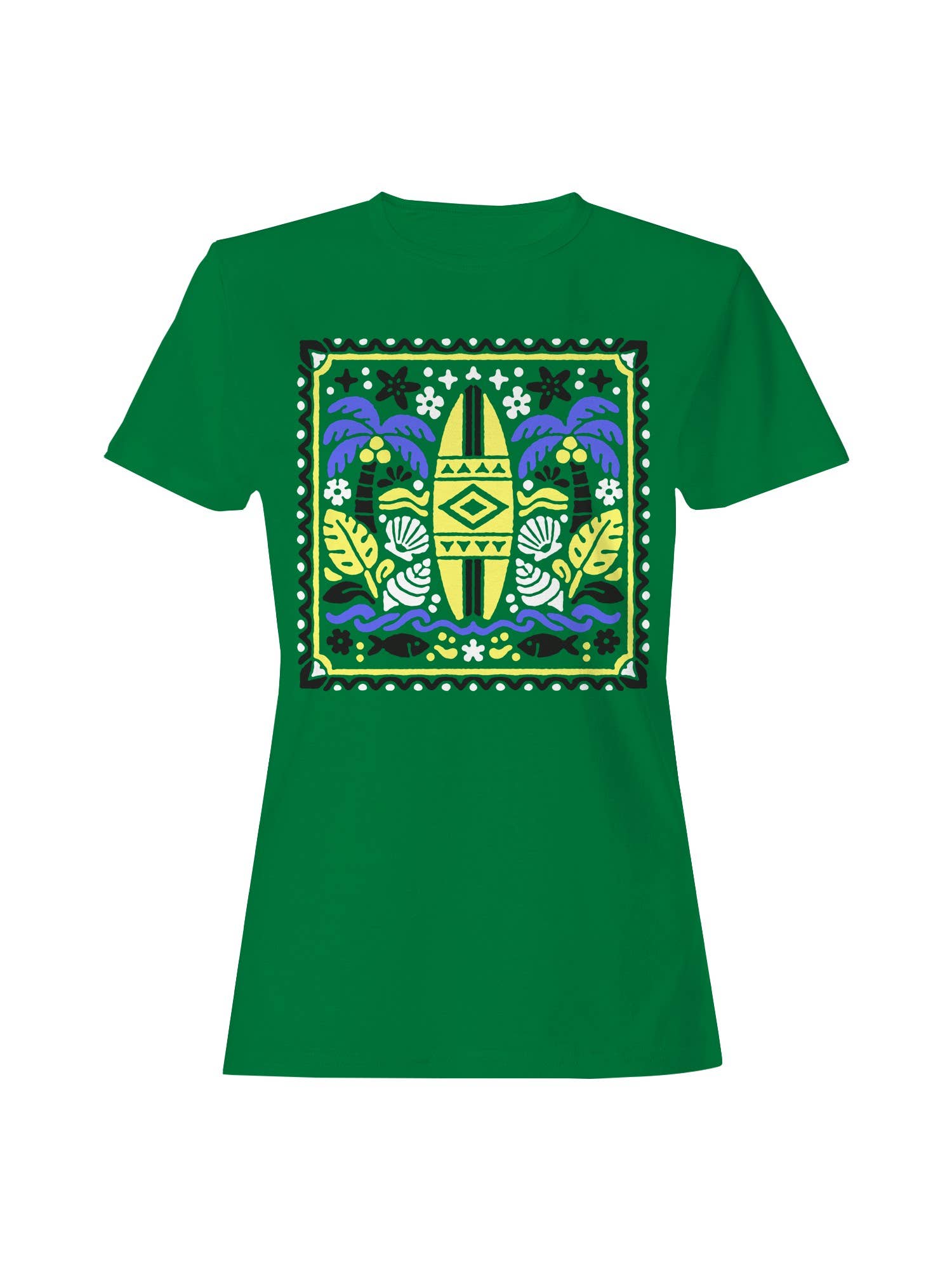 Tropical Surf Design: Palm and Waves Women's T-Shirt Hoodie, Sweatshirt | PodTeesHub.com