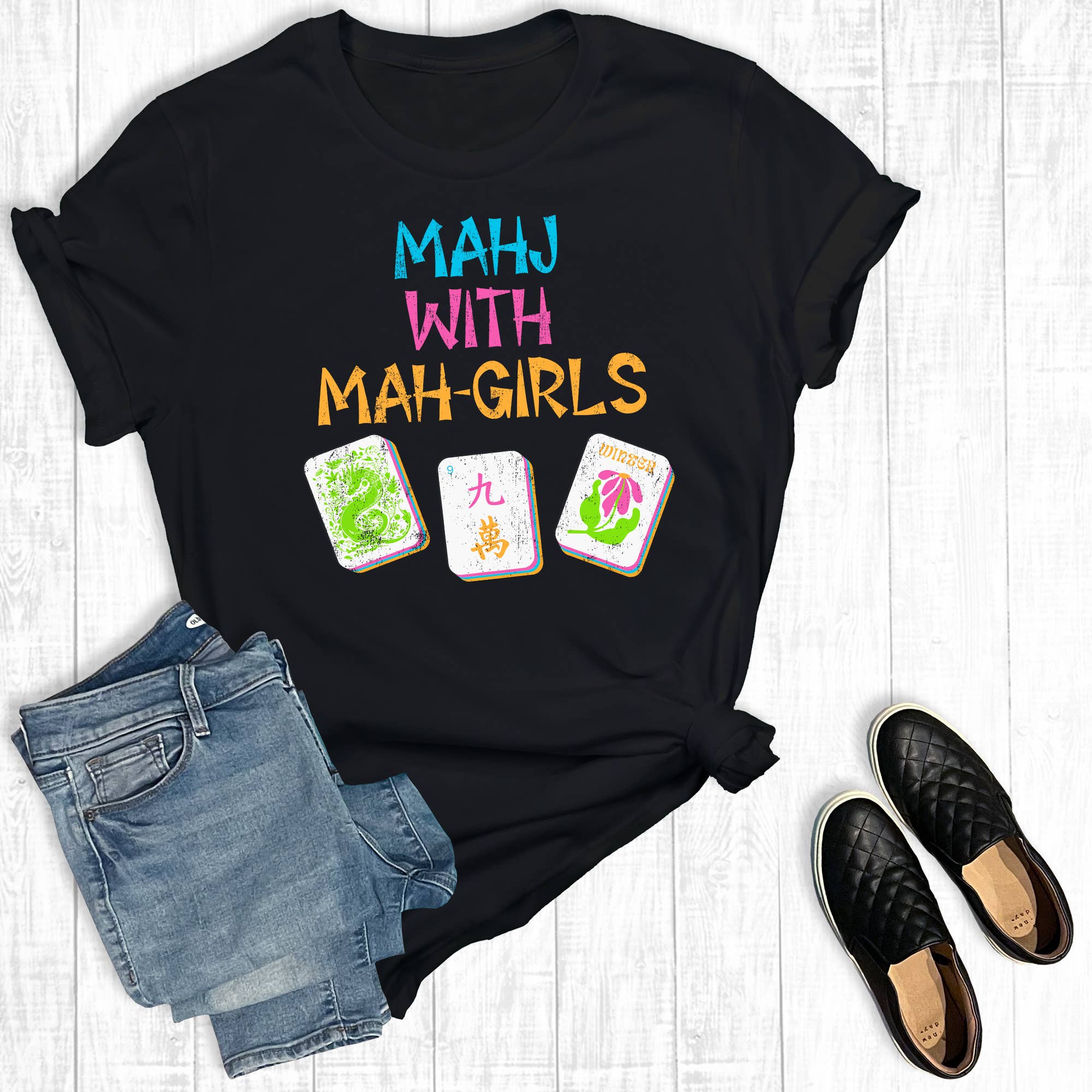 Retro Mahj with Mah Girls Graphic Tee Hoodie, Sweatshirt | PodTeesHub.com