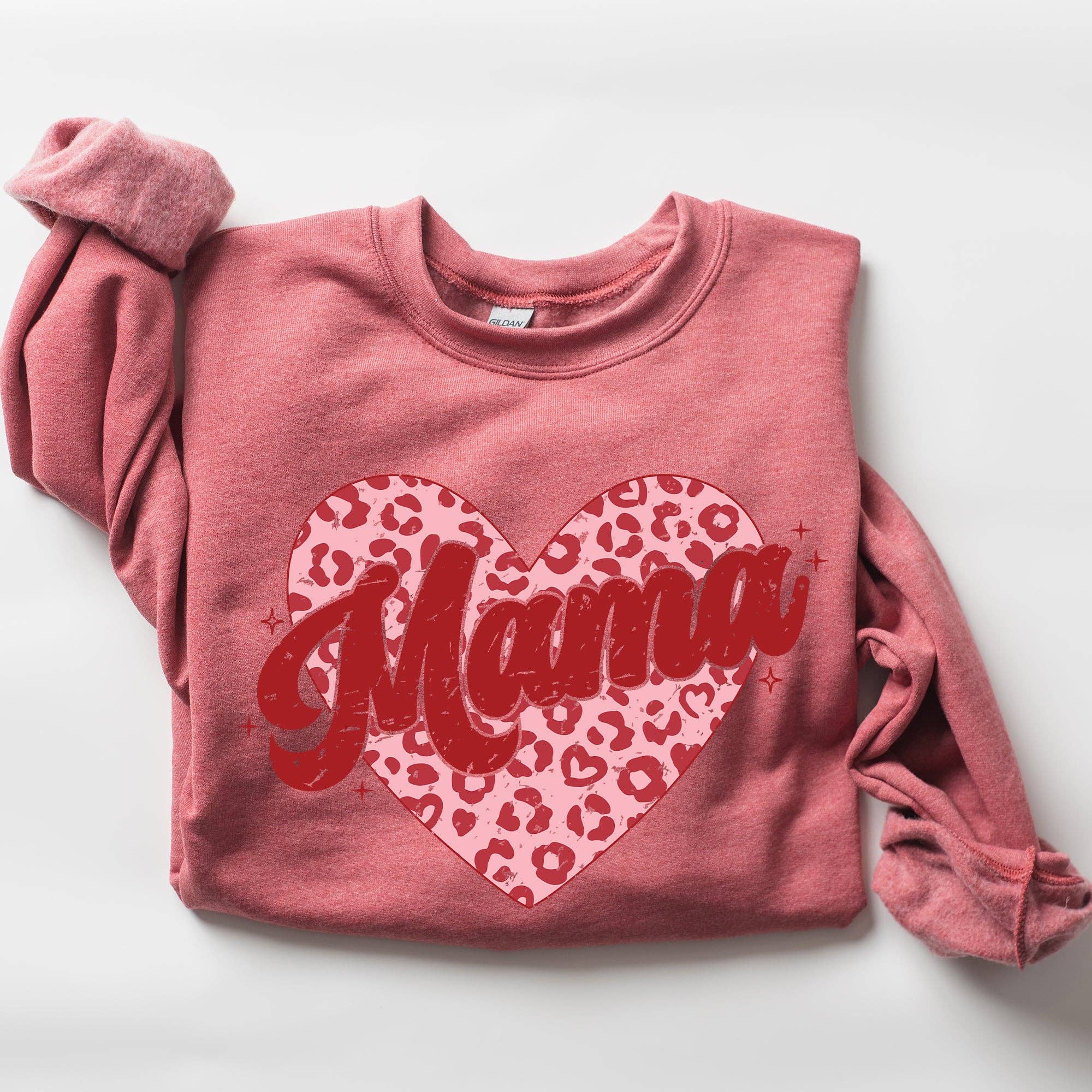 Mama, Leopard Print Hearts Valentine's Day Sweatshirt T-Shirts, Hoodie | PodTeesHub.com