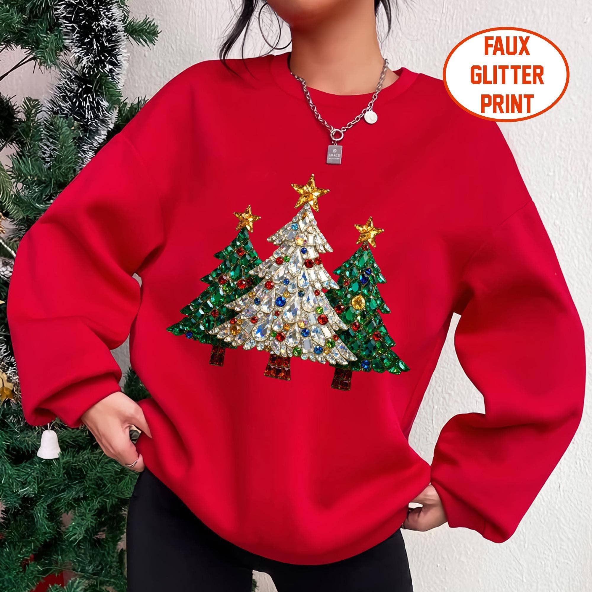 Glitter Glam Merry Christmas Holiday Sweater T-Shirts, Hoodie, Sweatshirt | PodTeesHub.com