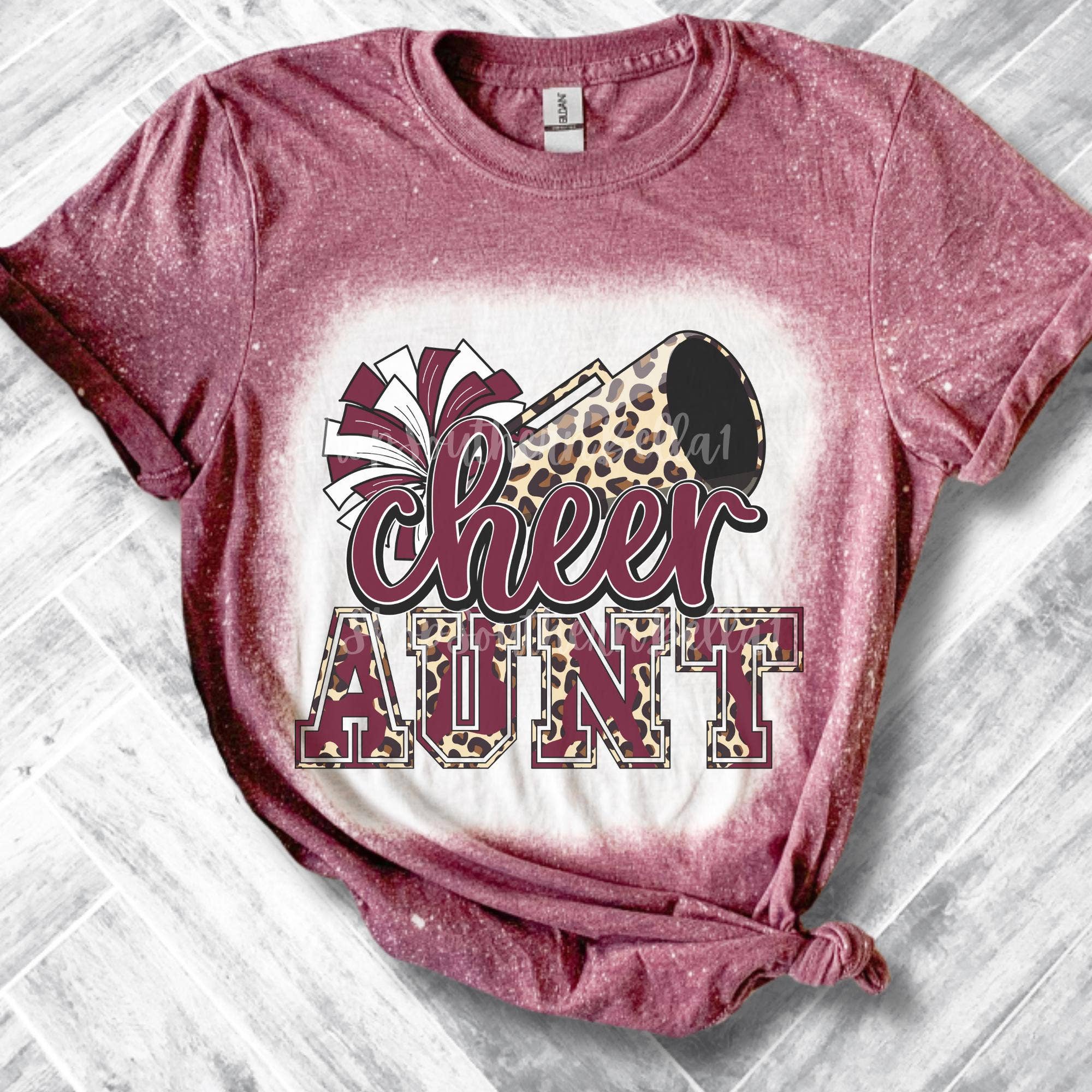 Cheer Aunt Leopard Bleached Shirt – Plus Size, Trendy Tee Hoodie, Sweatshirt | PodTeesHub.com