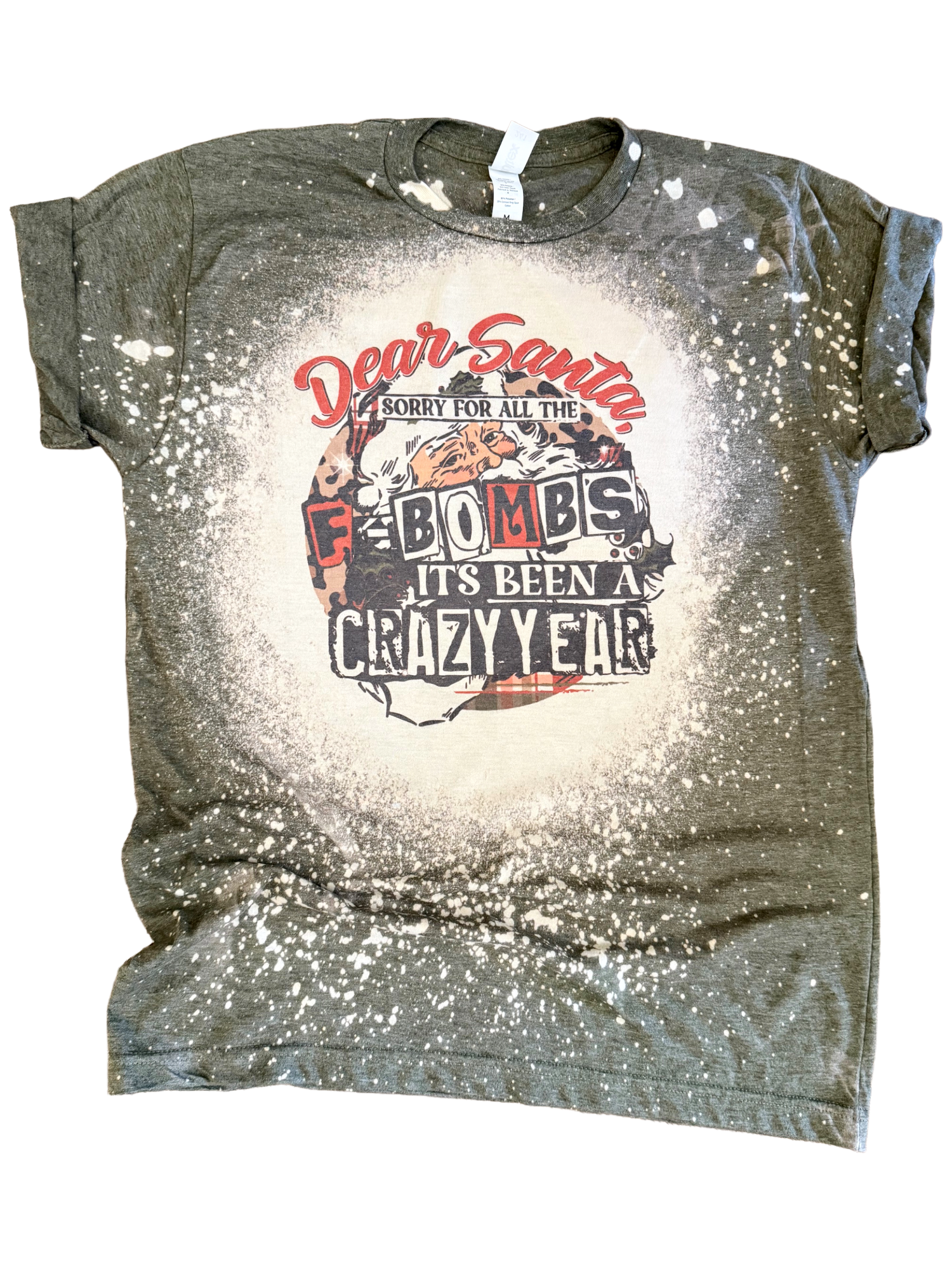 Sorry For All the F-Bombs Santa Christmas Bleached Tee Hoodie, Sweatshirt | PodTeesHub.com