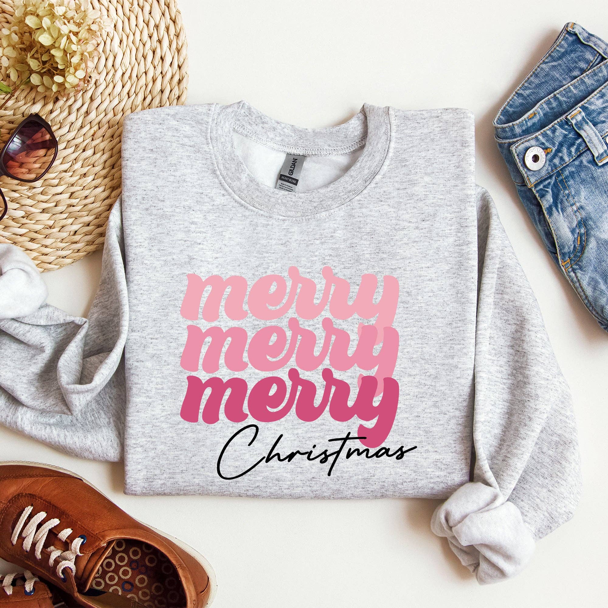 Merry Merry Merry Christmas, Retro Winter, Xmas Sweatshirt T-Shirts, Hoodie | PodTeesHub.com