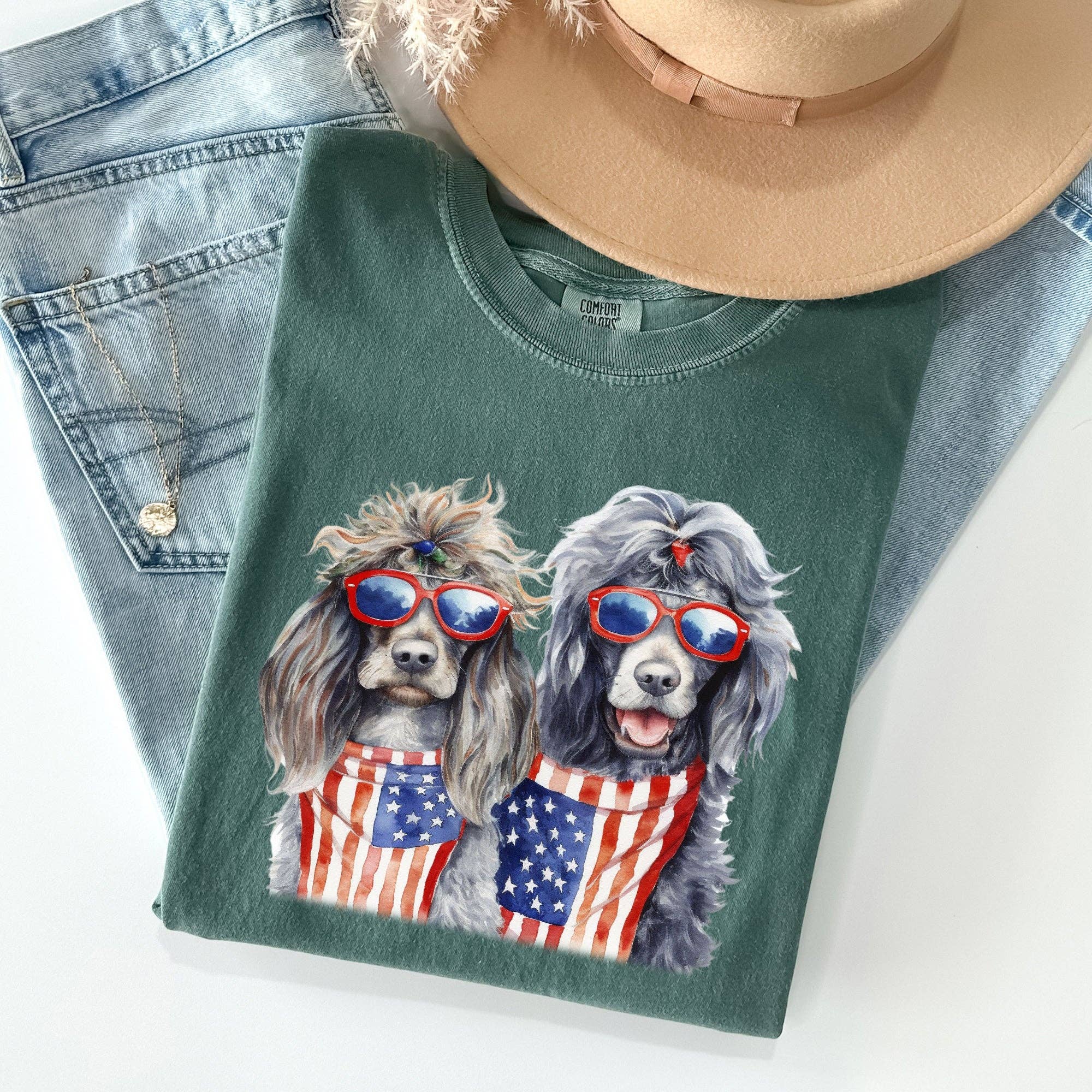Patriotic Dogs, Hippie, Funny, Patriotic, 4th of July Tshirt Hoodie, Sweatshirt | PodTeesHub.com