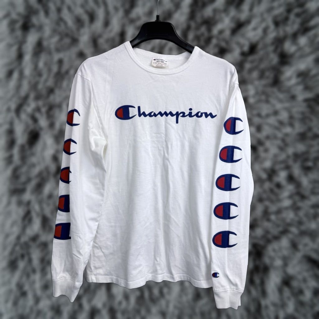 Vintage Champion Heritage Athletic Apparel Men S M Tee Shirt Long Sleeve White Cotton Hoodie, Sweatshirt | PodTeesHub.com