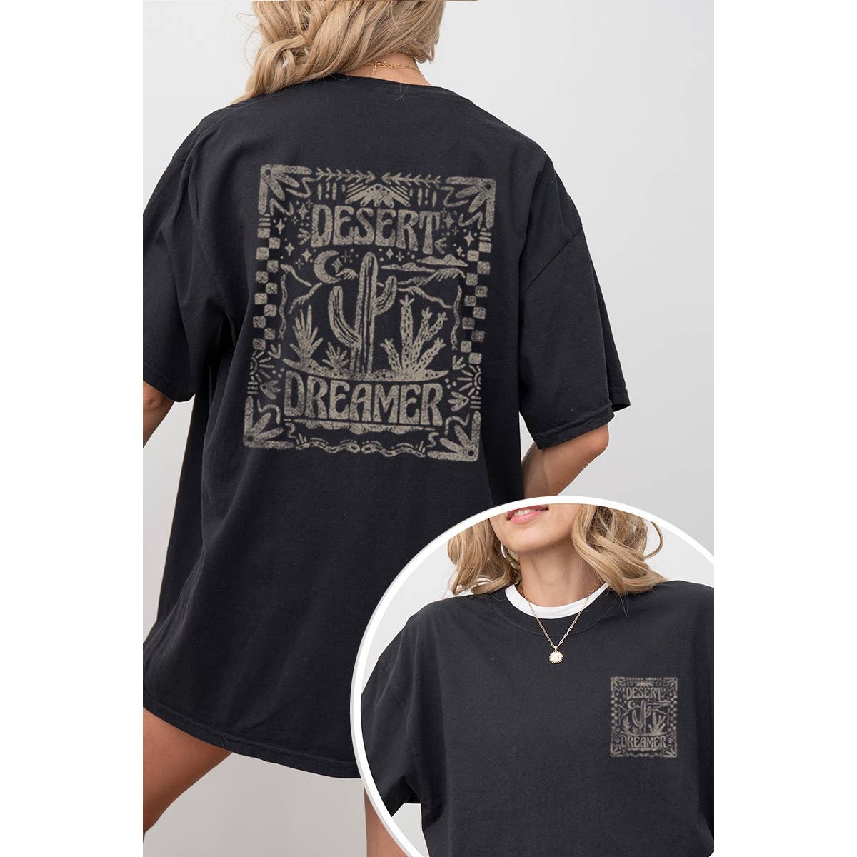 Desert Dreamer  Vintage Graphic Oversized Tee Hoodie, Sweatshirt | PodTeesHub.com