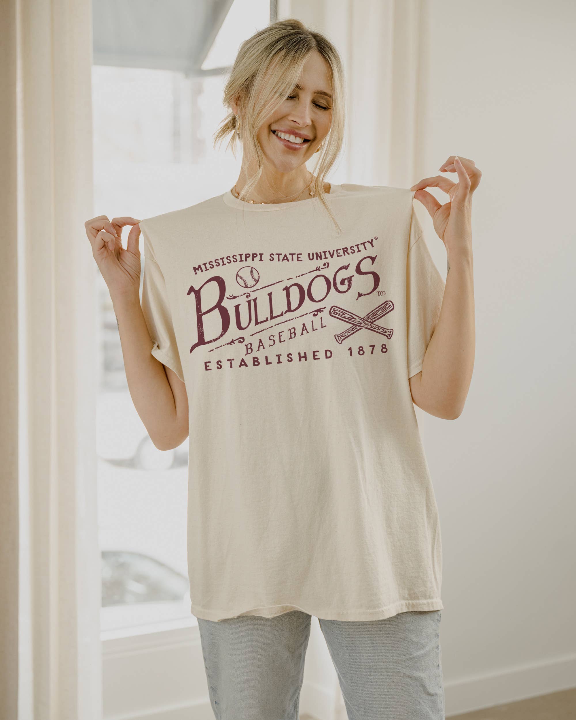 Mississippi State Bulldogs Rl Baseball Thrifted Tee Hoodie, Sweatshirt | PodTeesHub.com