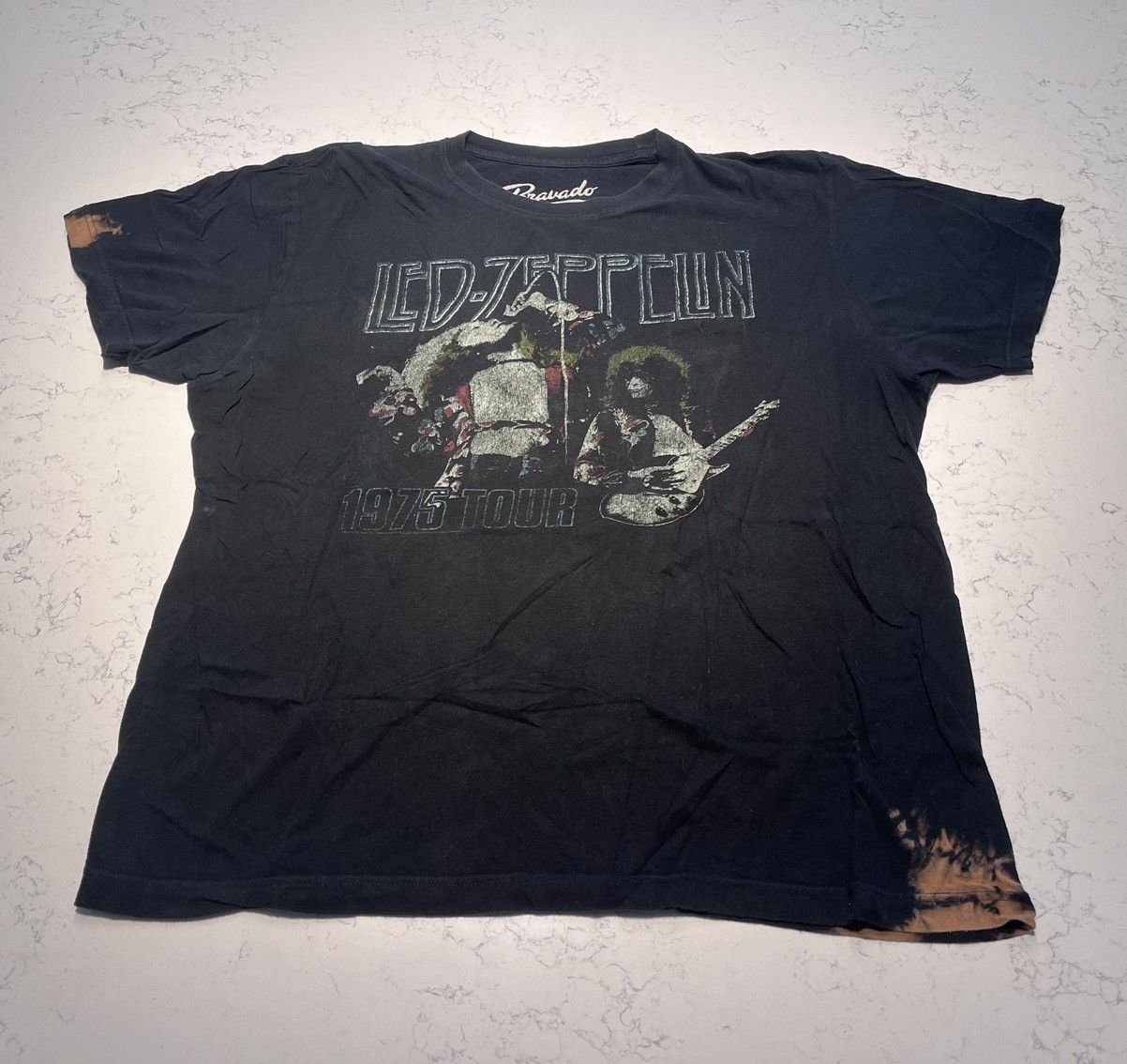Led Zeppelin X Vintage Led Zeppelin Bleached 1975 Tour Tee Hoodie, Sweatshirt | PodTeesHub.com