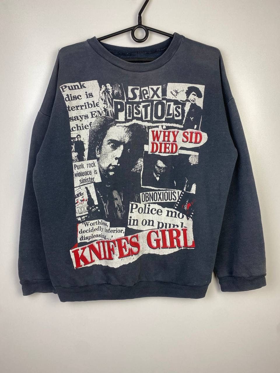 Vintage Sex Pistols Knifes Girl 90s Band Vintage Sweatshirt Size M T-Shirts, Hoodie | PodTeesHub.com