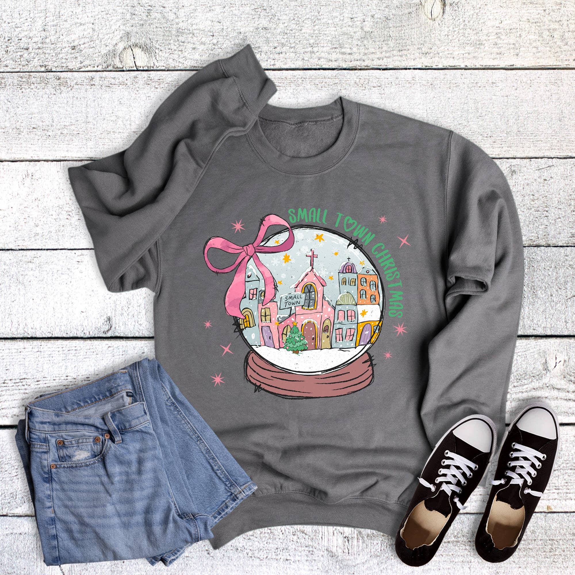 Christmas Snow Globe Small Town Christmas Sweatshirt T-Shirts, Hoodie | PodTeesHub.com
