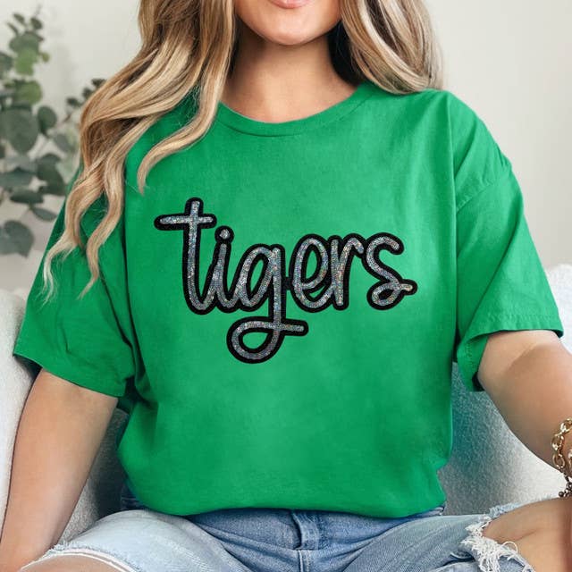 Tigers Sequin Patch Irish Green Everyday Tee Hoodie, Sweatshirt | PodTeesHub.com