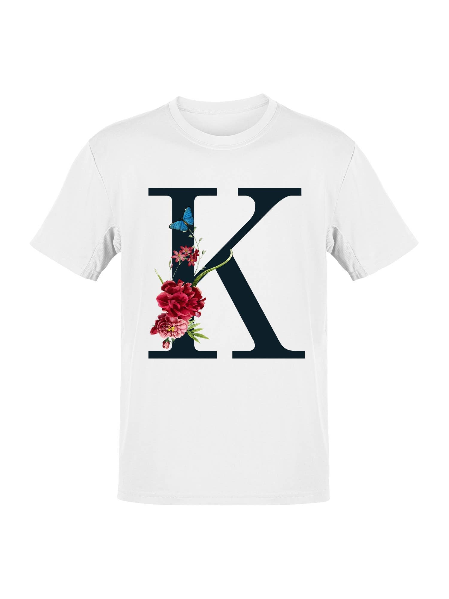 Floral Monogram K with Butterfly Women's T-Shirt Hoodie, Sweatshirt | PodTeesHub.com
